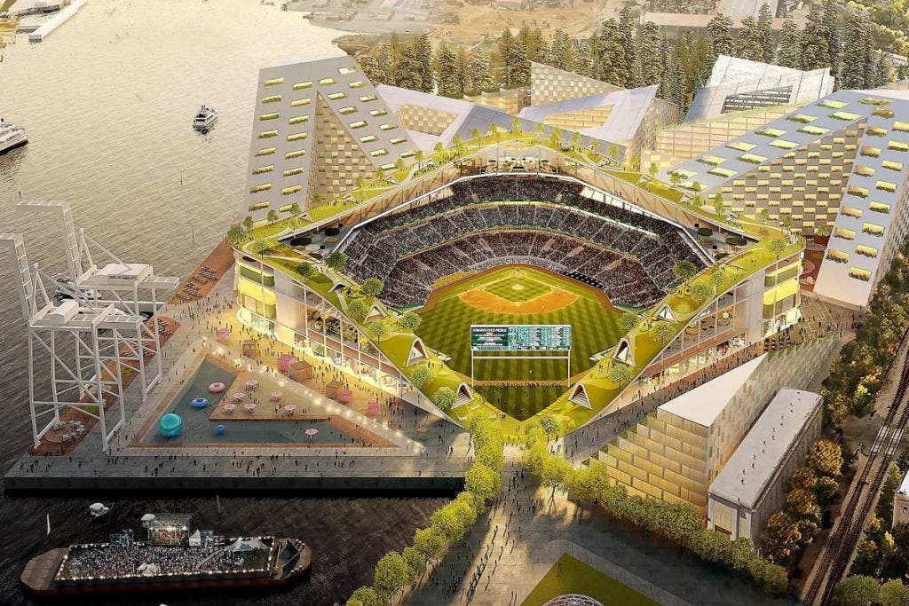 Oakland A's Howard Terminal Ballpark rendering