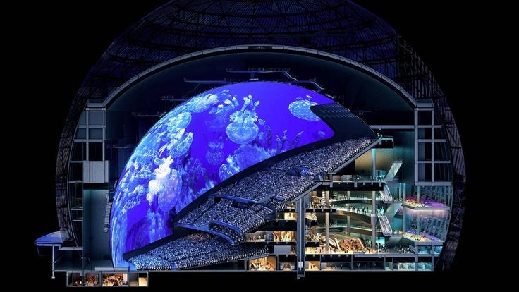 MSG Sphere | Las Vegas Sphere | Madison Square Garden | Pavilion design,  Concert stage design, Las vegas