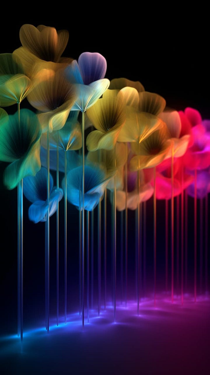 AI-generated images with various prompts created in Midjourney and Niji Journey.