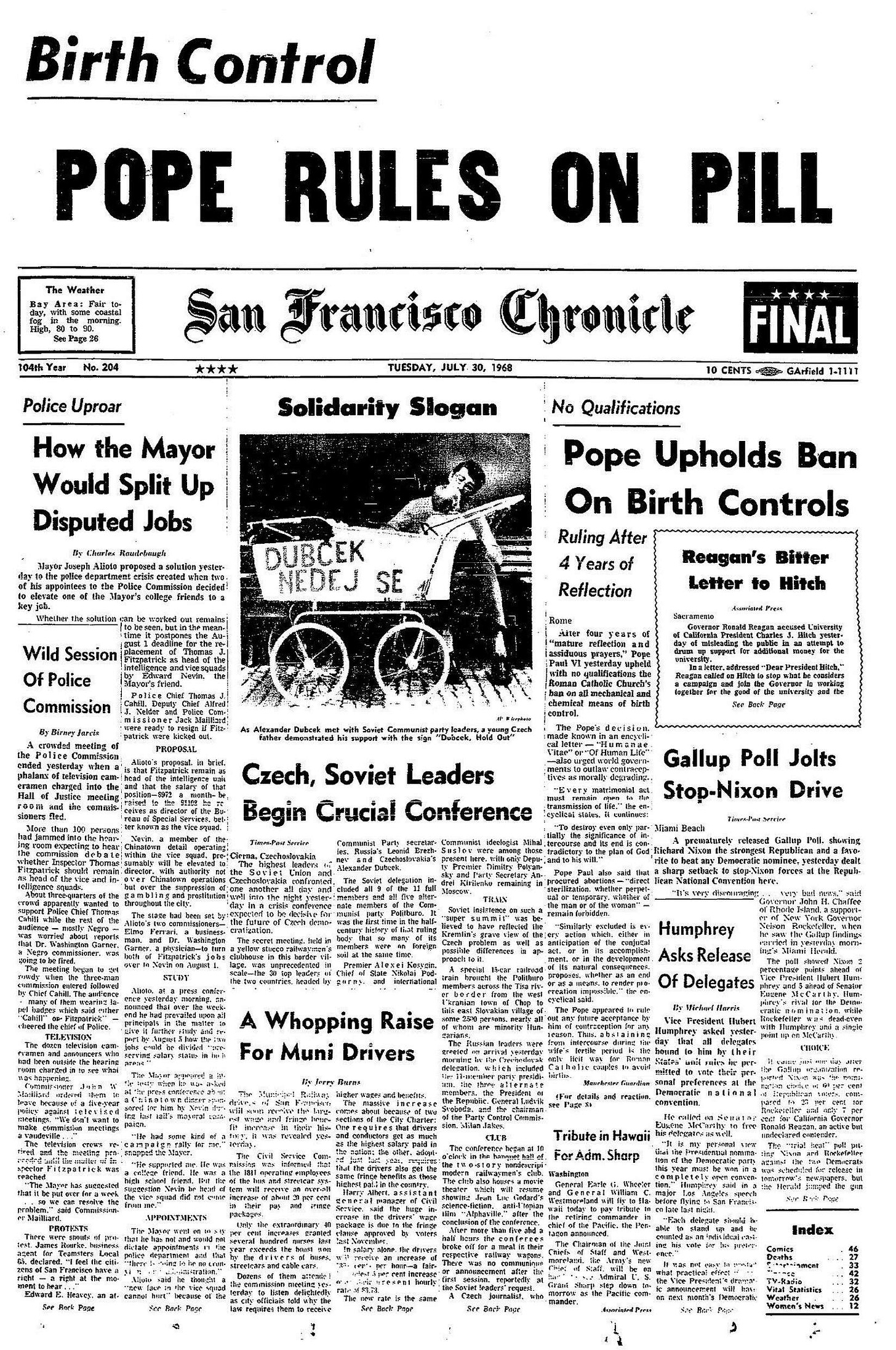 Chronicle Covers: When the pope ruled on the pill Chronicle Covers: When the pope ruled on the pill