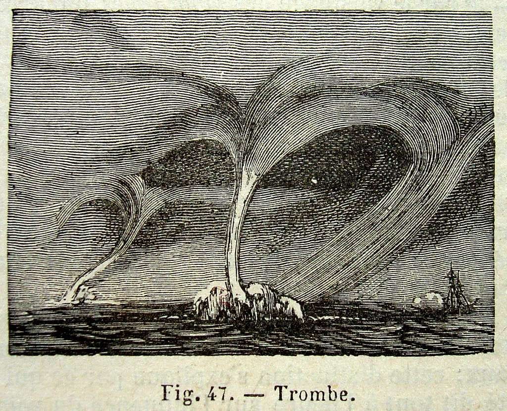 Tornade - A black and white drawing of a tornado