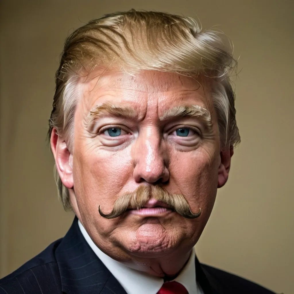 Portrait of Donald Trump with mustache
