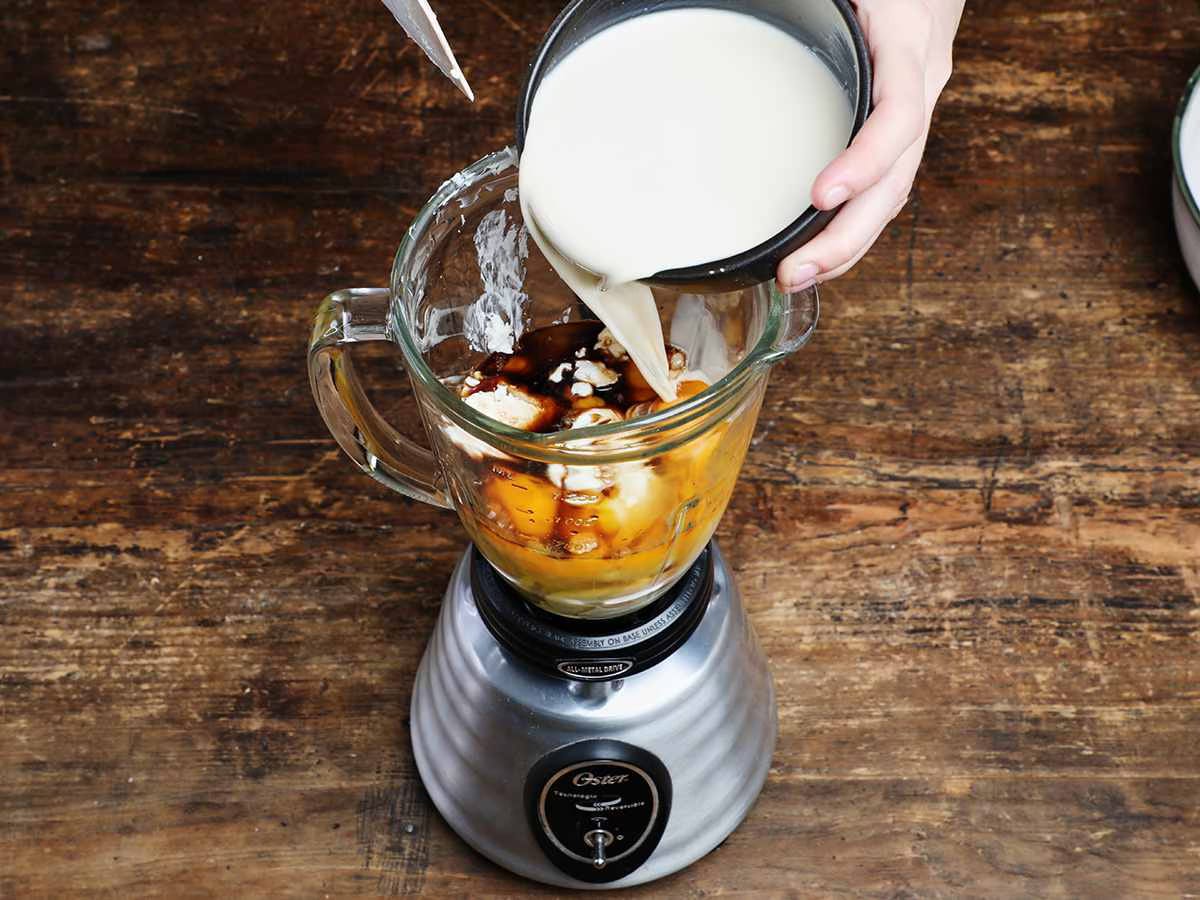 adding evaporated milk to blender adding evaporated milk to blender