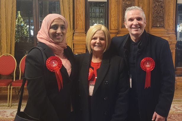 Glasgow Labour deputy leader Soryia Siddique, Mary McNab and group leader George Redmond.