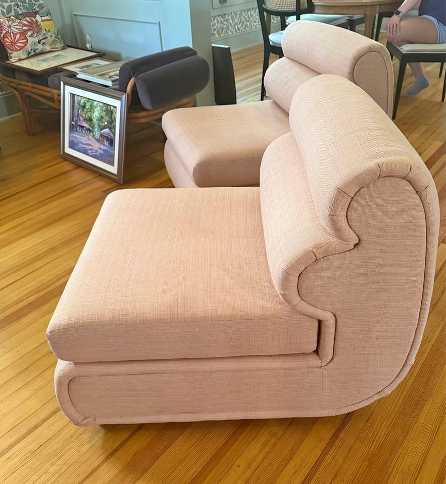 Product photo of 1980s Bullnose Postmodern Slipper Chairs by Carson's of High Point
