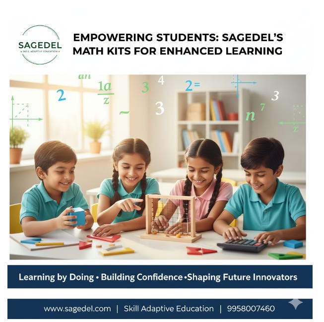 Students explore math hands-on with Sagedel Math Kits. Building confidence through practical learning, teamwork, and STEM-based education.
