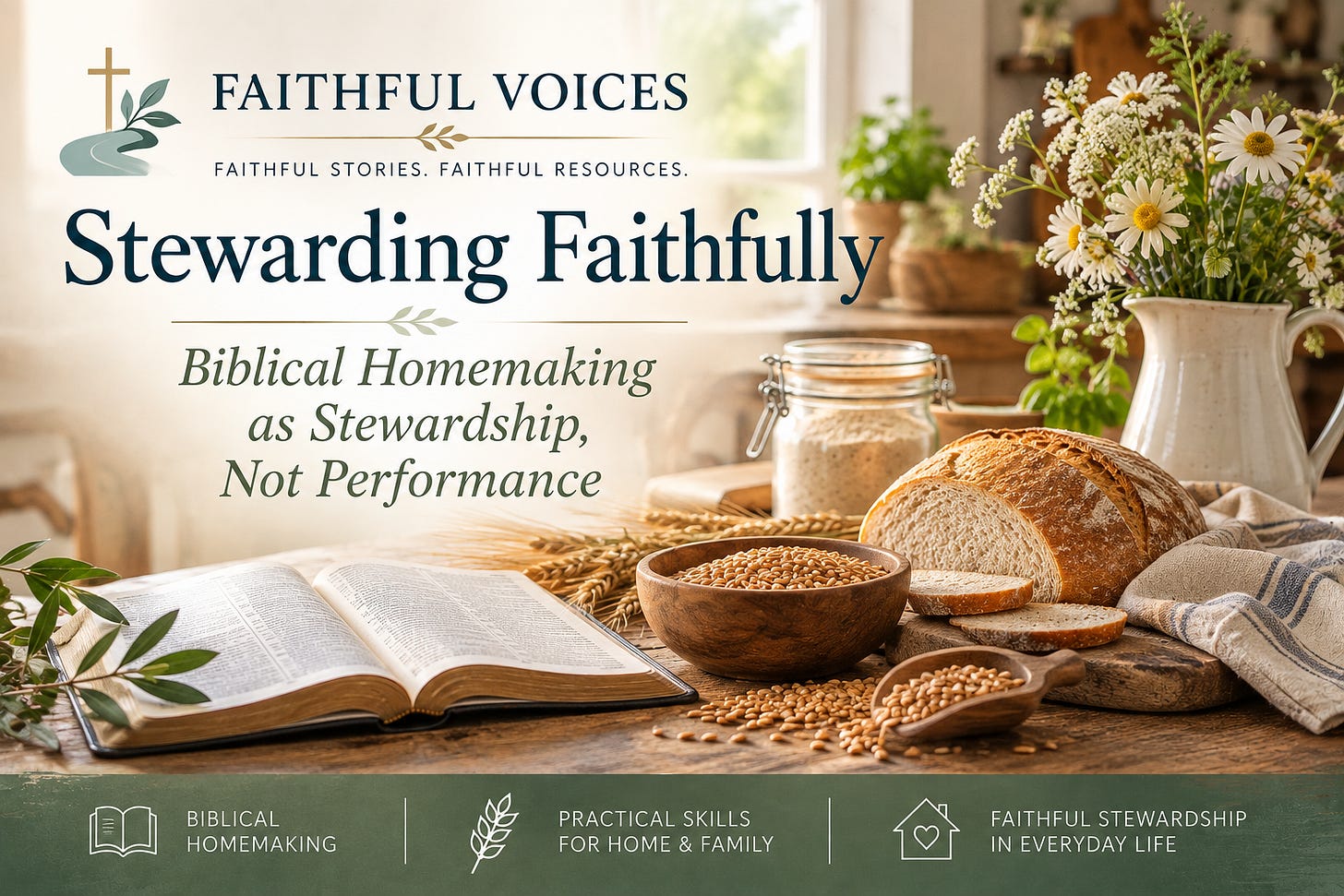 Faithful Voices feature on Stewarding Faithfully, a Christian publication about biblical homemaking, faithful stewardship, and practical skills for home and family. Faithful Voices feature on Stewarding Faithfully, a Christian publication about biblical homemaking, faithful stewardship, and practical skills for home and family.