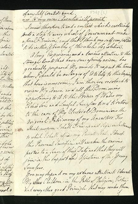 “I am therefore resolved to resign My Crown” | Washington Resigns and George III Ponders Abdication | American Revolution | Explore | The Two Georges: Parallel Lives in an Age of Revolution | Exhibitions at the Library of Congress | Library of Congress