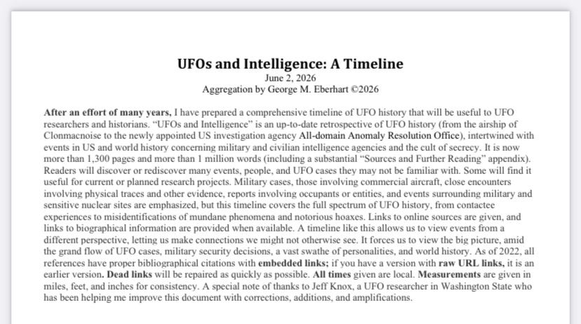 Report: "UFOs and Intelligence: A Timeline"