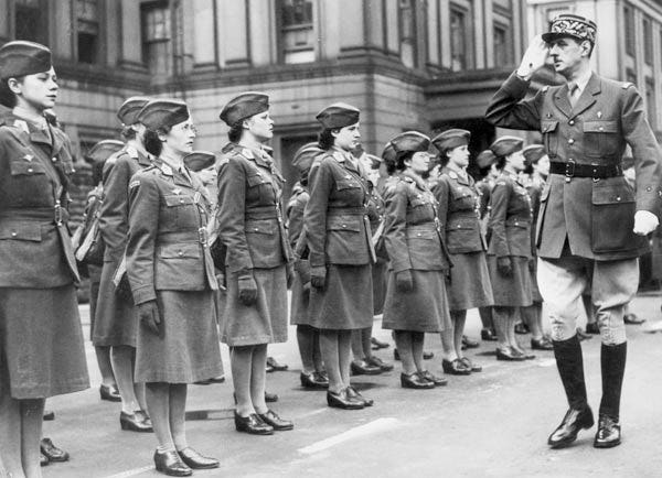General Charles de Gaulle during review -