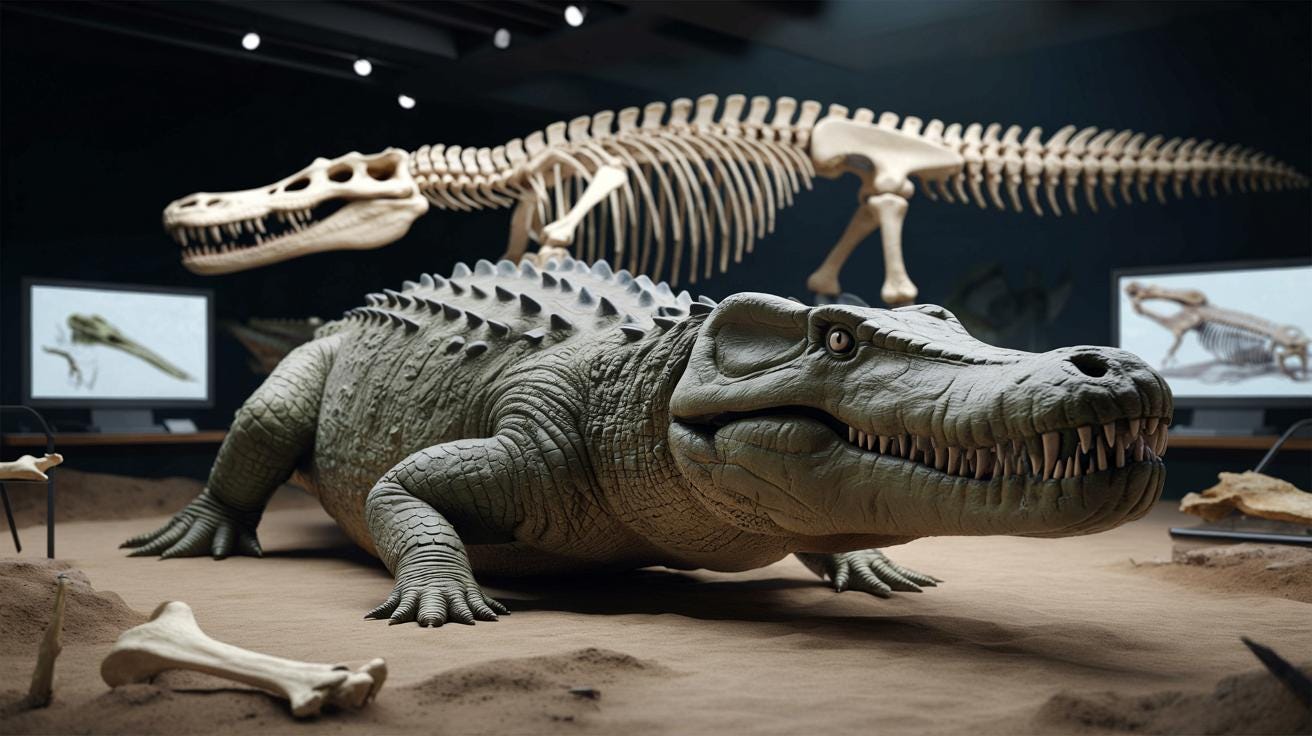 O “comedores de dinossauros” reconstruído em tamanho real