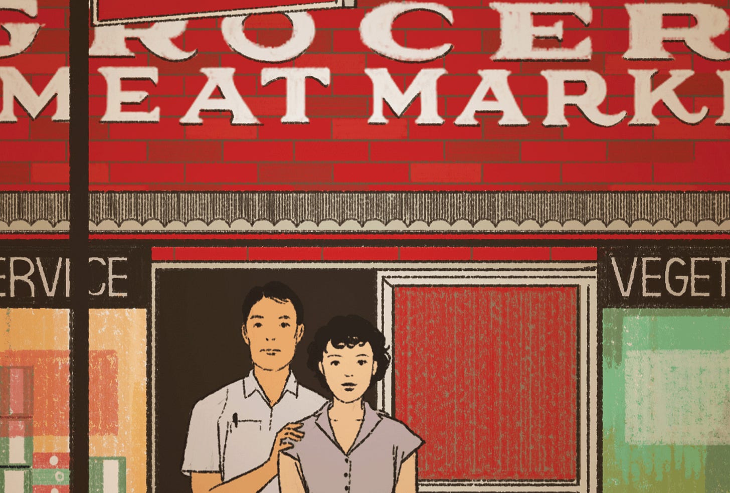 The image shows diverse protesters standing in a line, elbows interlocked and marching towards something. Some of the people are holding signs, and other have their mouths open in a chant. 