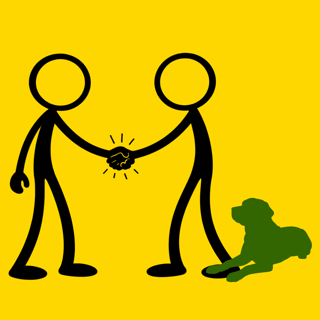 Two stickmen shaking hands