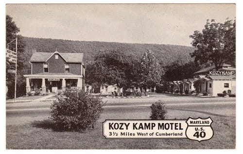 Kozy Kamp Motel Cumberland Maryland US Route 40 Postcard - Picture 1 of 2