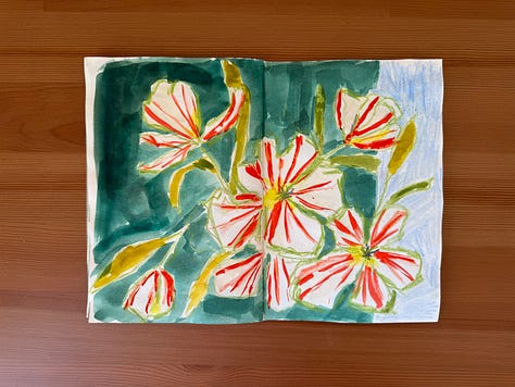 Mixed media art, floral art, sketchbook art
