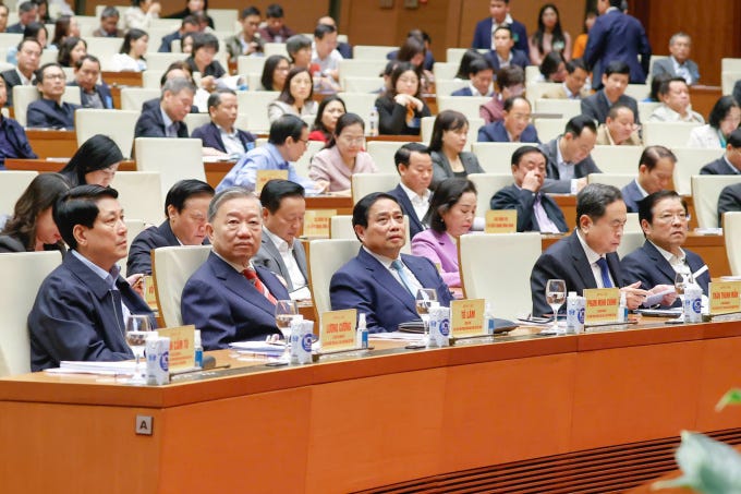 Từ trái qua: Chủ tịch nước Lương Cường, Tổng Bí thư Tô Lâm, Thủ tướng Phạm Minh Chính, Chủ tịch Quốc hội Trần Thanh Mẫn tại hội nghị. Ảnh: Nhật Bắc Từ trái qua: Chủ tịch nước Lương Cường, Tổng Bí thư Tô Lâm, Thủ tướng Phạm Minh Chính, Chủ tịch Quốc hội Trần Thanh Mẫn tại hội nghị. Ảnh: Nhật Bắc