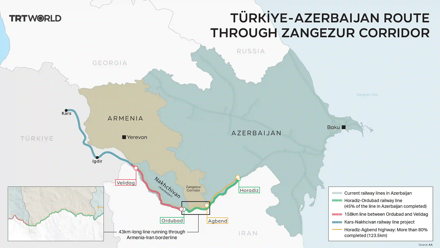 Close up map of the Zangezur Corridor, a trade route which runs east to West from Turkey, through southern Armenia into Azerbaijan. Close up map of the Zangezur Corridor, a trade route which runs east to West from Turkey, through southern Armenia into Azerbaijan.
