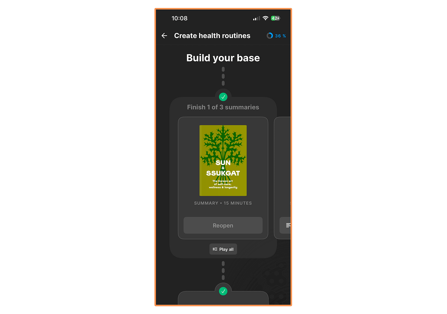 Headways’ Growth Plan “Create health routines” (mobile app + dark mode)