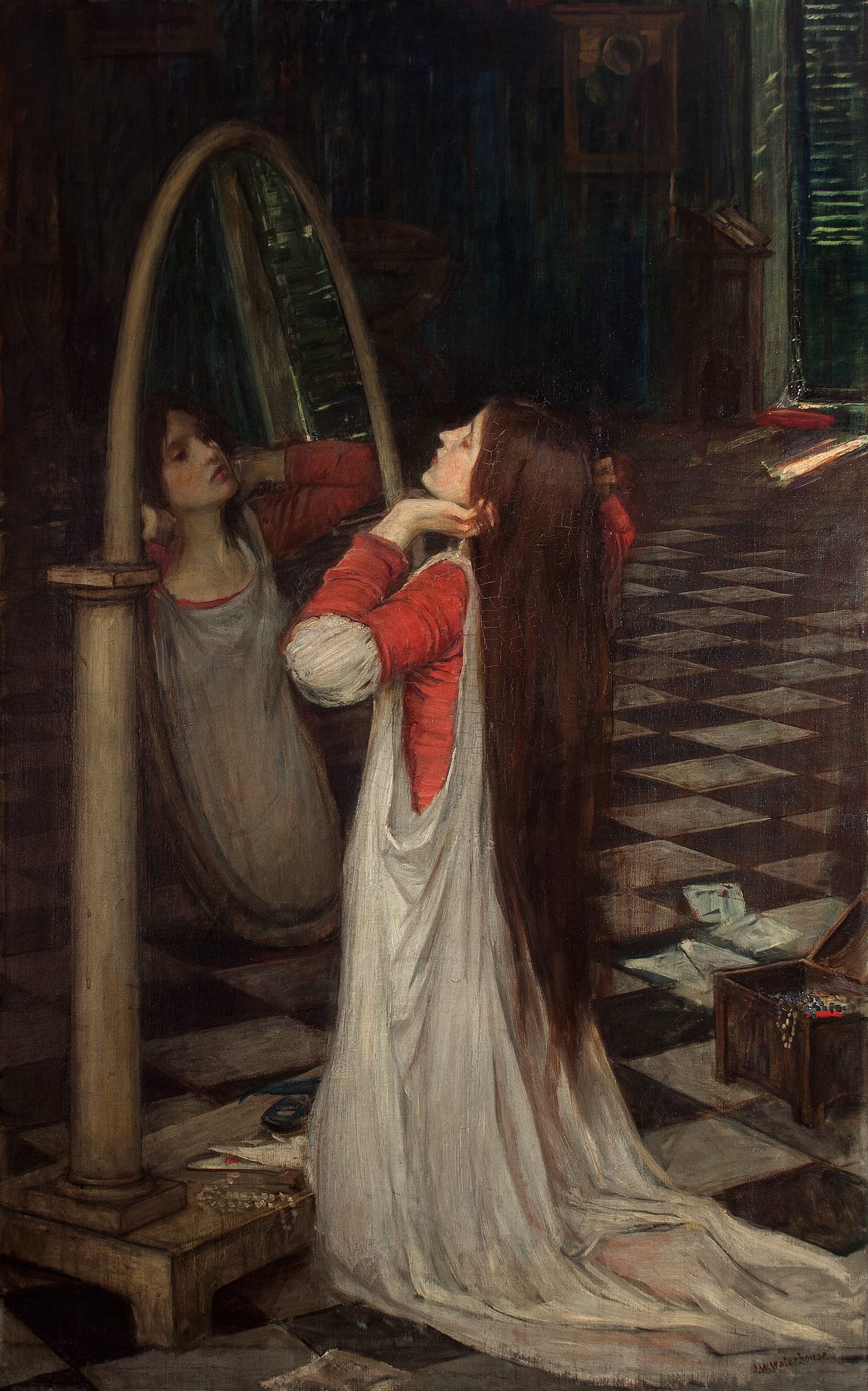 A woman turning back to her own reflection and her own life, done waiting on someone else's