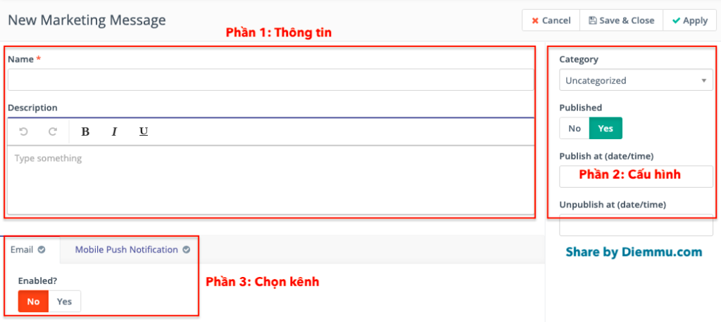 Tạo Marketing Messages Mautic