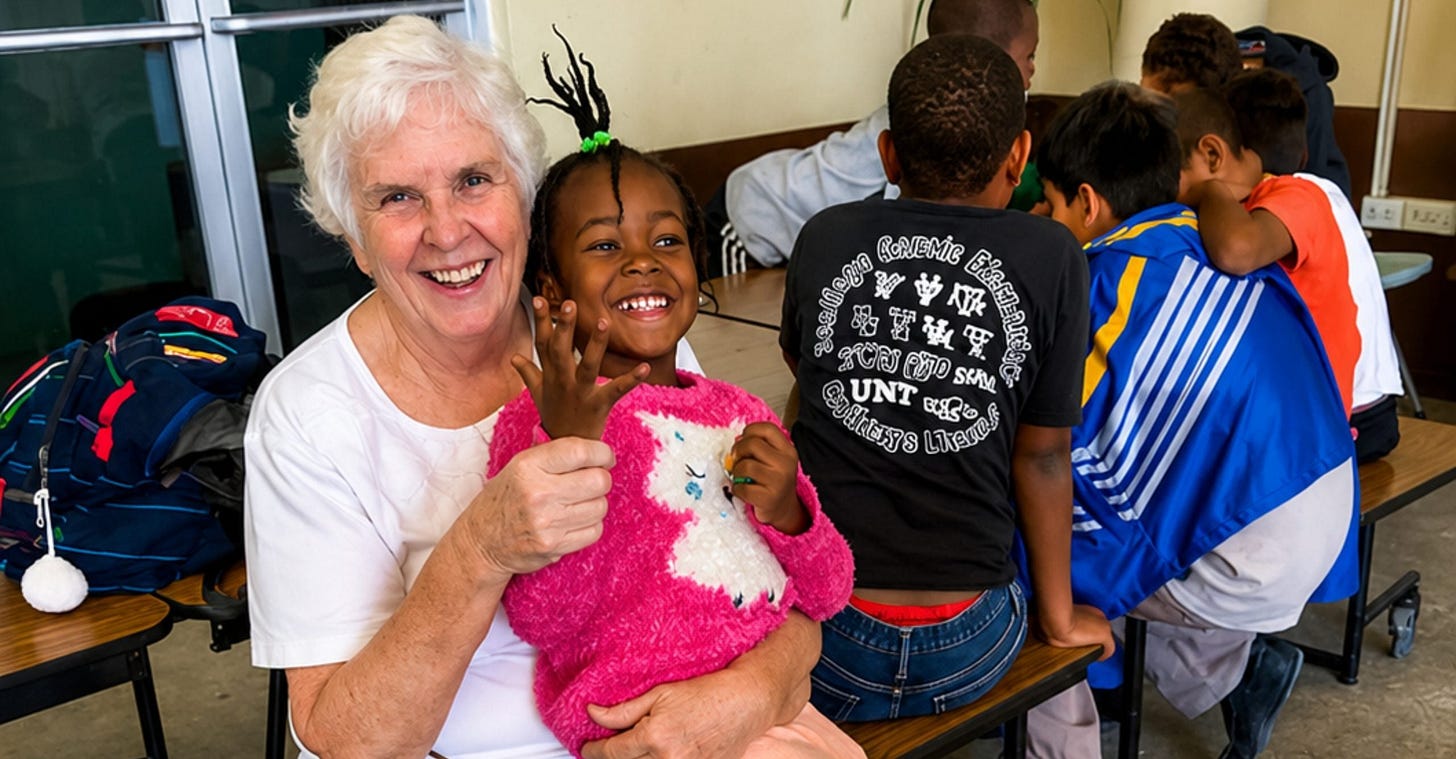 Sr. Rose Kuhn, of the Sisters, Servants of the Immaculate Heart of Mary in Immaculata, Pennsylvania, with a child at an immigrant center in Mexico, just south of the border at McAllen, Texas, where she ministers. (Photo supplied) Sr. Rose Kuhn, of the Sisters, Servants of the Immaculate Heart of Mary in Immaculata, Pennsylvania, with a child at an immigrant center in Mexico, just south of the border at McAllen, Texas, where she ministers. (Photo supplied)