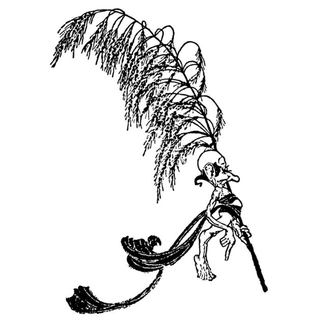 Weird fairy guy holding a plant stem.