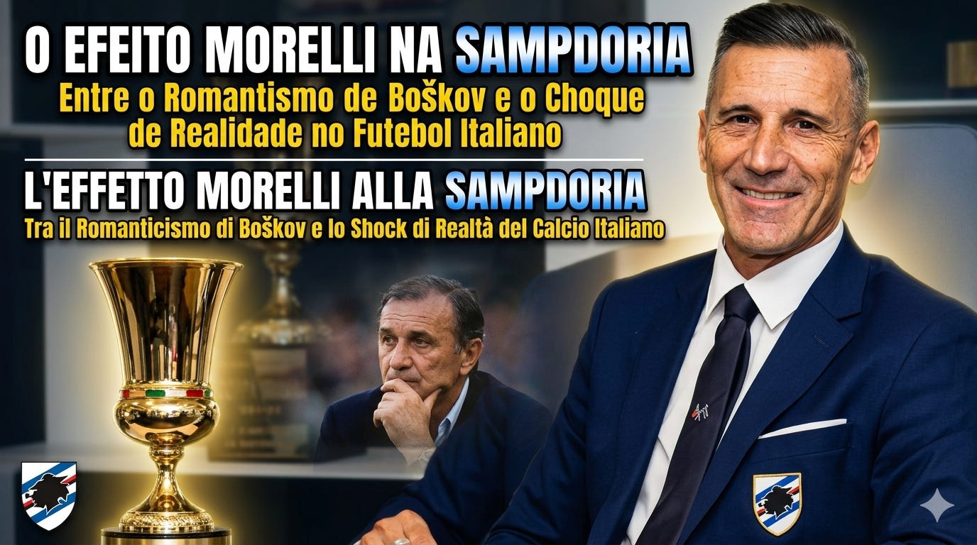 O Efeito Morelli na Sampdoria: Entre o Romantismo de Boškov e o Choque de Realidade no Futebol Italiano / L'Effetto Morelli alla Sampdoria: Tra il Romanticismo di Boškov e lo Shock di Realtà del Calcio Italiano O Efeito Morelli na Sampdoria: Entre o Romantismo de Boškov e o Choque de Realidade no Futebol Italiano / L'Effetto Morelli alla Sampdoria: Tra il Romanticismo di Boškov e lo Shock di Realtà del Calcio Italiano