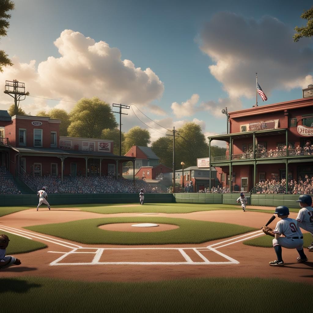 little league baseball game in small town in Wisconsin