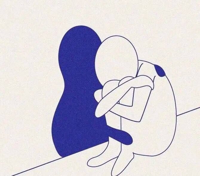 This may contain: a drawing of two people hugging each other