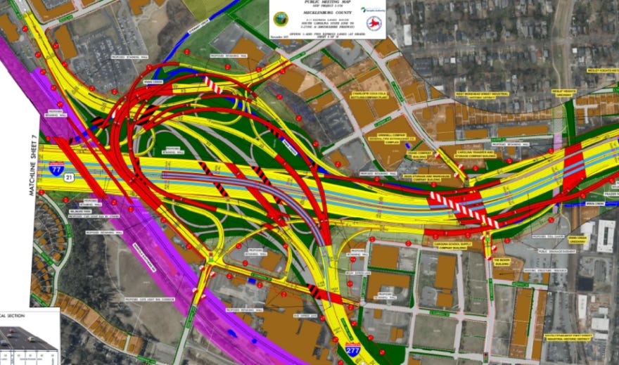 The $3.2 billion widening project will expand the footprint of Interstate 77.
