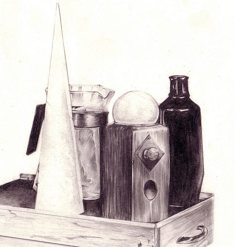 Paintings by Jae Jerkins: Study of Bedsheet, Still Life in Drawer, Still Life with Bubble-Gum Machine