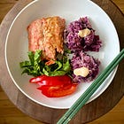 Honey miso salmon Okinawa purple rice bowl