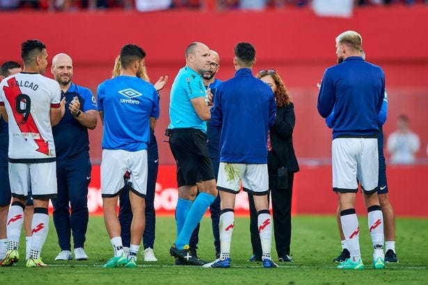 Lahoz received a guard of honour on the pitch