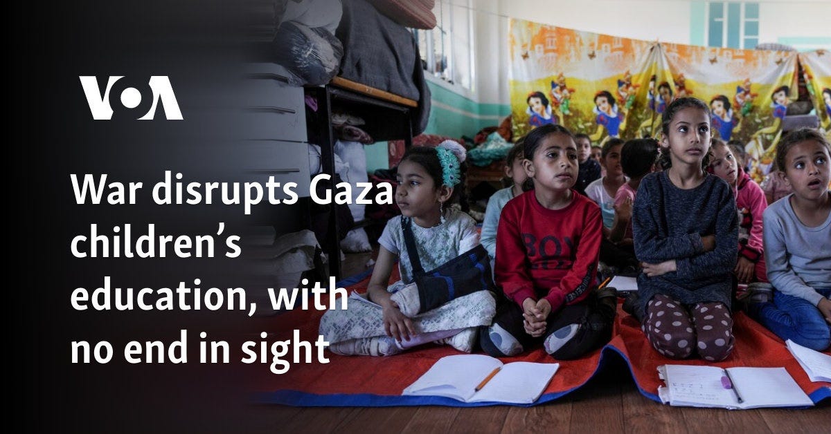 War disrupts Gaza children's education, with no end in sight