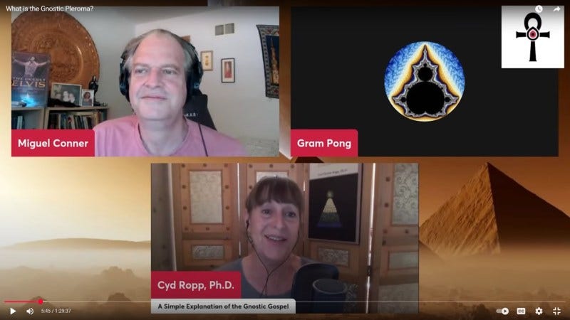 screenshot of Aeon Byte Gnostic Radio appearance with Cyd Ropp and Miguel Conner.