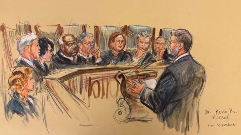 Sketch from oral arguments in climate change case at the US Supreme Court on Monday, October 5, 2026. - Dana Verkouteren Sketch from oral arguments in climate change case at the US Supreme Court on Monday, October 5, 2026. - Dana Verkouteren