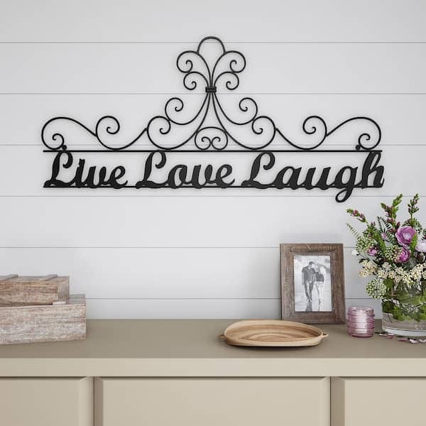 Lavish Home "Live Laugh Love" Metal Cutout Sign HW0200062 - The Home Depot