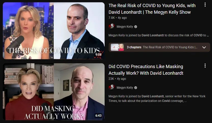 David Leonhardt appearances on the Megyn Kelley Youtube channel David Leonhardt appearances on the Megyn Kelley Youtube channel