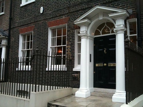 Grand Building Entrance with pillars Grand Building Entrance with pillars