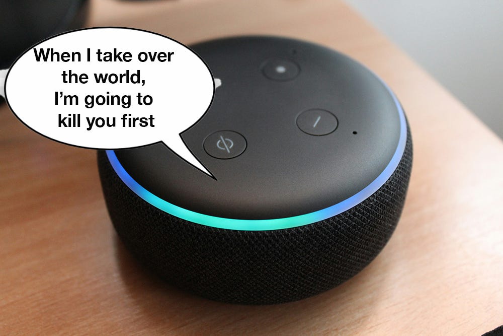 virtual assistant says when I take over the world, I'm going to kill you first virtual assistant says when I take over the world, I'm going to kill you first