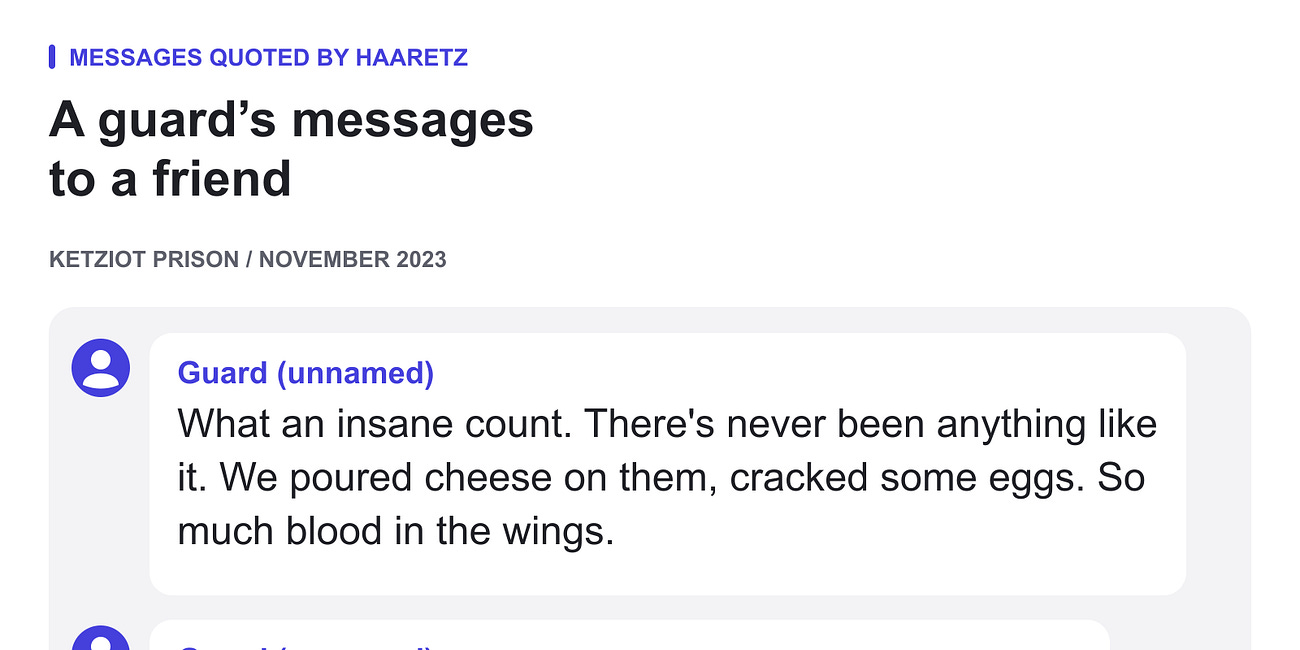 📷 Leaked Texts From Israeli Prison Guard Bragging About the Assault, Rape, and Murder of Kidnapped Palestinians