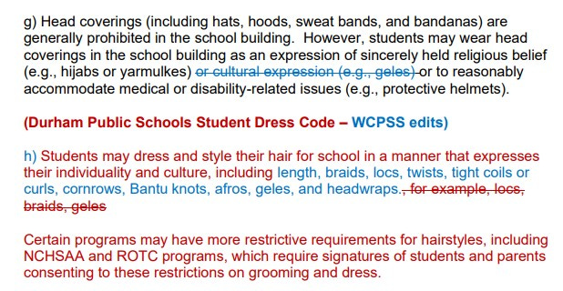 Proposed changes to the Wake County Public School System codes