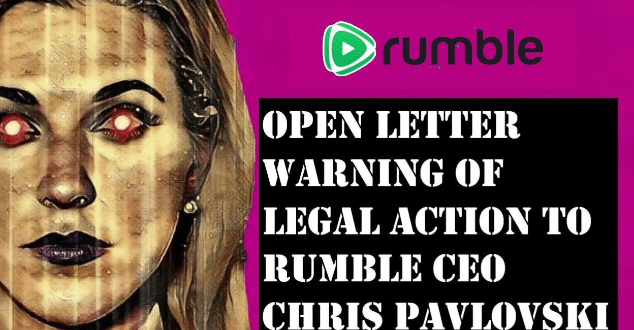 Open Letter Warning of Legal Action to Rumble CEO Chris Pavlovski