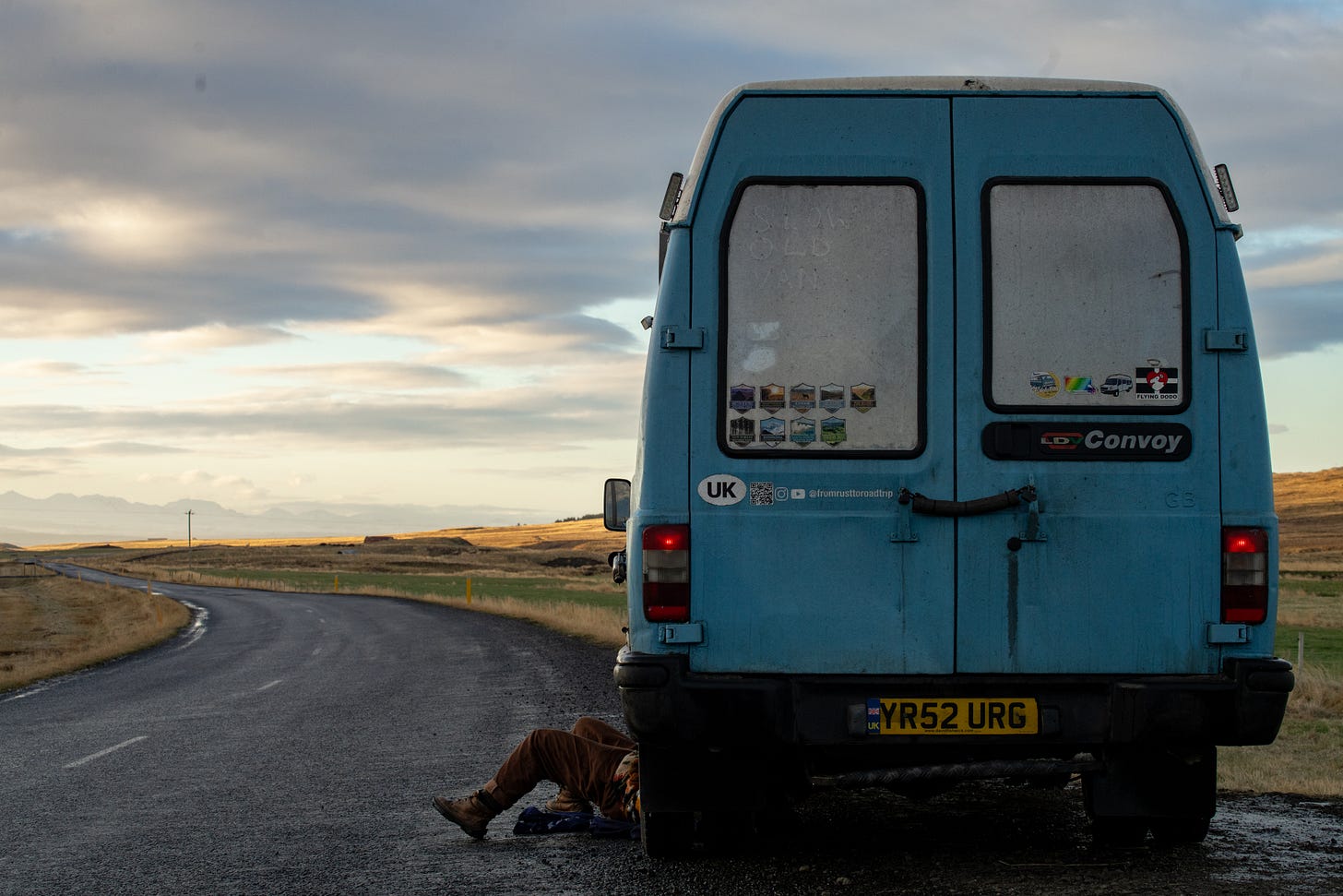 ldv convoy van camper travel iceland winter challenge mechanics female writer travel journal diary westfjords northwest nordics europe aurora fjord fear ice