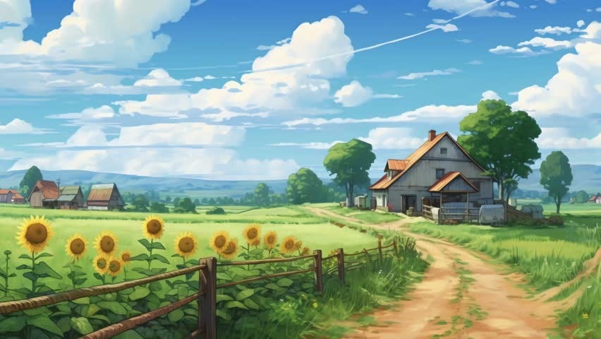 Anime Footage Summer Day On Countryside Anime Footage Summer Day On Countryside