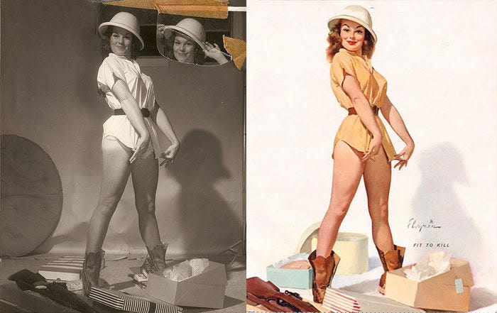 Alberto Vargas's pin-ups, often in playful military attire, grew more provocative during WWII. Millions of 'Esquire' copies featuring them were sent to troops, highlighting their immense popularity. Alberto Vargas's pin-ups, often in playful military attire, grew more provocative during WWII. Millions of 'Esquire' copies featuring them were sent to troops, highlighting their immense popularity.