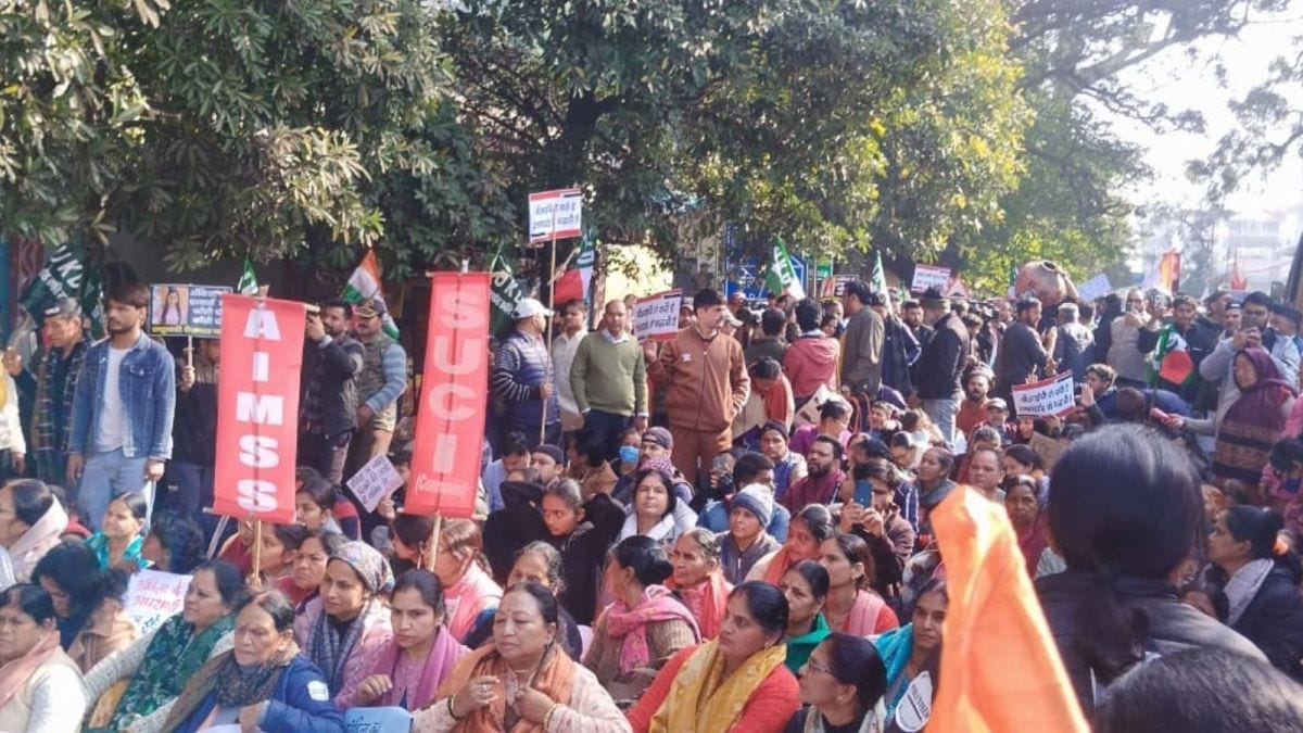 The protest was held in Dehradun on Sunday seeking accountability in the case of 19-year-old Ankita Bhandari’s murder.