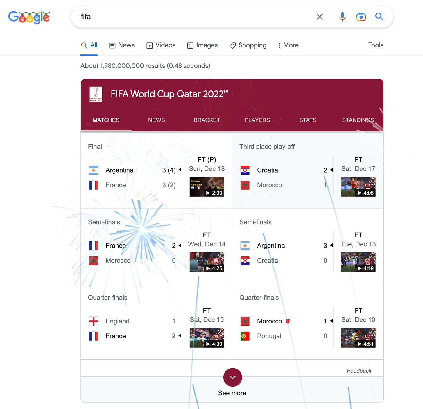 Google search feature for FIFA 2022 Google search feature for FIFA 2022