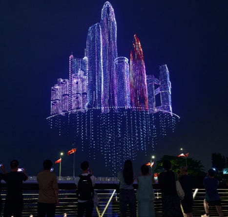 Drone lightshow over Shenzhen