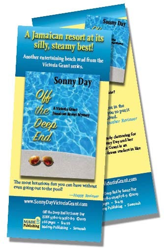 Rack card example of book promotional materials.